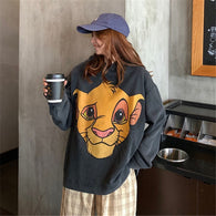 The Lion King Cartoon Print Hoodie Women Loose Casual Cute Long Sleeve Lady Pullover Tops Harajuku Streetwear Sweatshirt Clothes