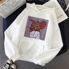 Harajuku Hoodies for Girls Cat Mouse White&pink Hooded Tops Women's Sweatshirt Long-sleeved Winter Tops Women Hoodies Kawaii