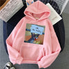 Harajuku Hoodies for Girls Cat Mouse White&pink Hooded Tops Women's Sweatshirt Long-sleeved Winter Tops Women Hoodies Kawaii