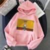 Harajuku Hoodies for Girls Cat Mouse White&pink Hooded Tops Women's Sweatshirt Long-sleeved Winter Tops Women Hoodies Kawaii