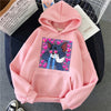 Harajuku Hoodies for Girls Cat Mouse White&pink Hooded Tops Women's Sweatshirt Long-sleeved Winter Tops Women Hoodies Kawaii