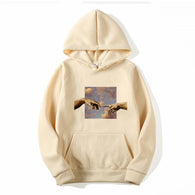Lover's couple finger touch sweatshirts men Hoodies Fleece pullover coat Loose unisex Casual hipster match eye-catching tops