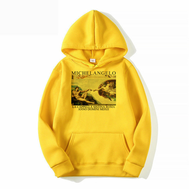 Lover's couple finger touch sweatshirts men Hoodies Fleece pullover coat Loose unisex Casual hipster match eye-catching tops